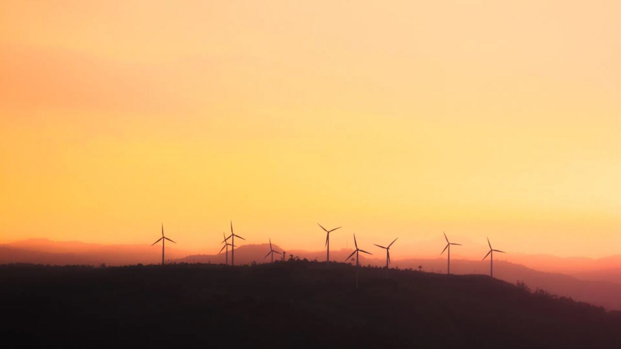 Wind turbines generating electricity