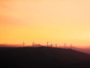 Wind turbines generating electricity